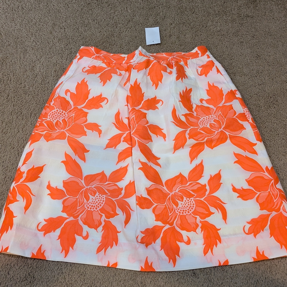 J. Crew Orange and White A-Line Resort Skirt